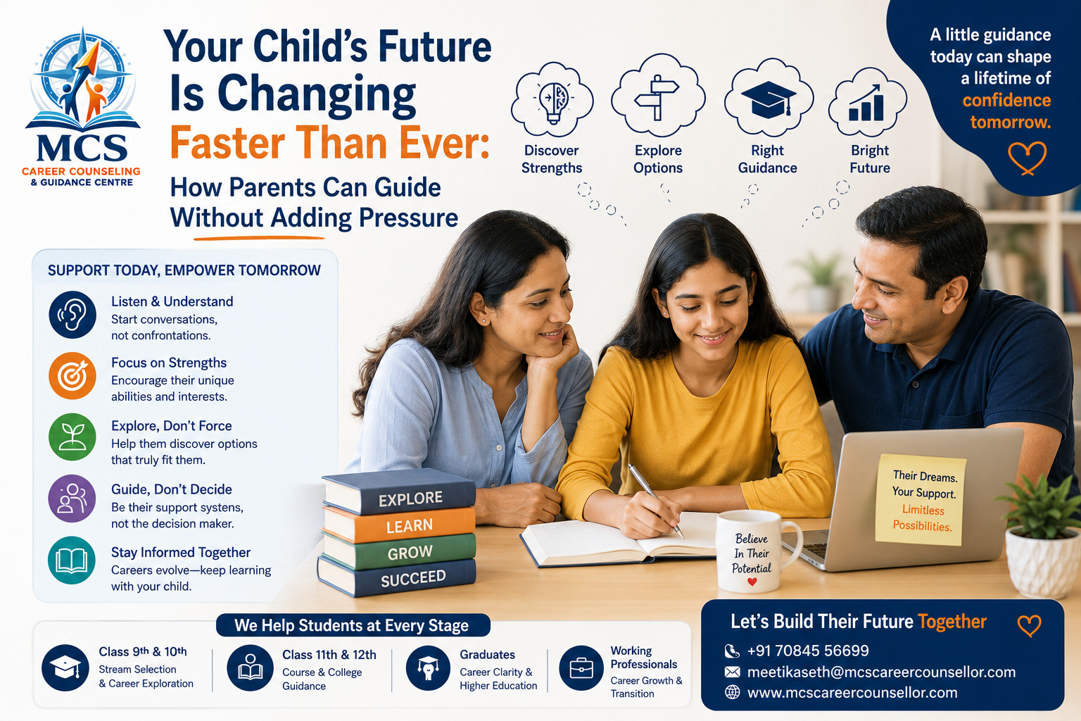 Indian parent and child having a supportive and open conversation about career choices and future goals